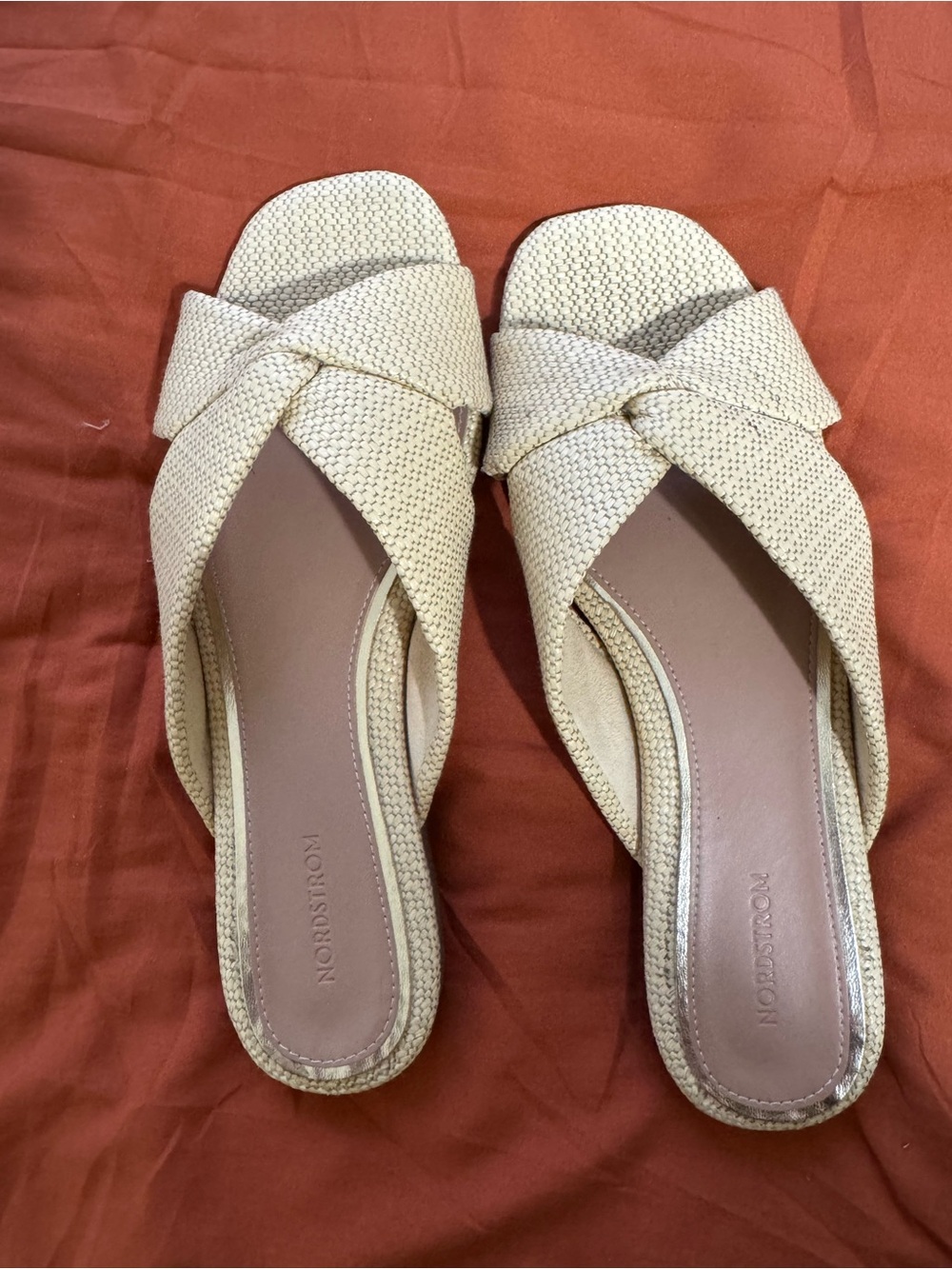 Nordstrom Natural Woven Crisscross Slide Sandals